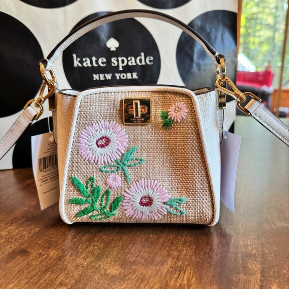 Kate Spade Phoebe Mini Top Handle Satchel Crossbody Floral Embroidered - NEW - Picture 1 of 9